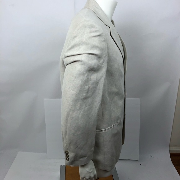 TODAY'S MAN Men's Blazer Jacket Sz M Linen Blend Beige 3 Buttons Single Breasted - Picture 6 of 9